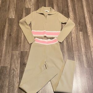 Elegant Tan and Pink Women's Track Set